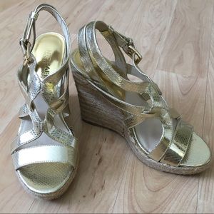 Michael Kors Gold Espadrille Wedge Sandal